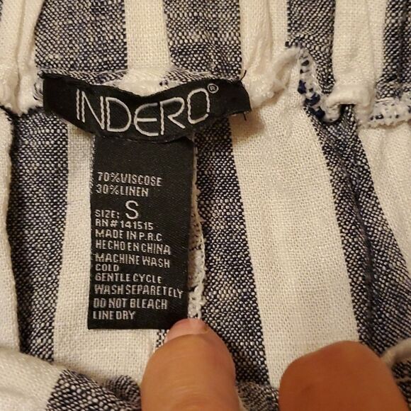Indero striped Beachy Boho linen blend pants size Small - Picture 6 of 9